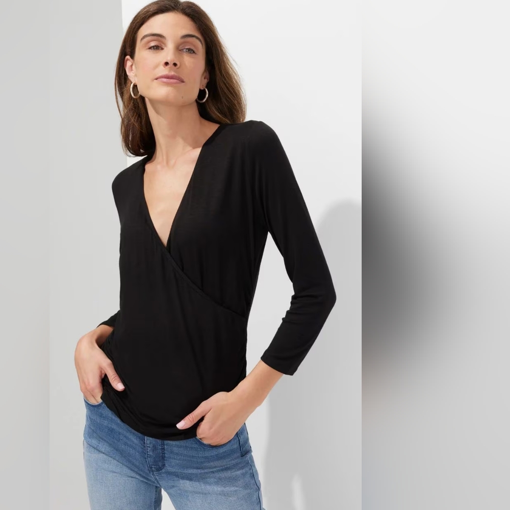 Outlet WHBM Surplice 3/4-Sleeve Tee NWT